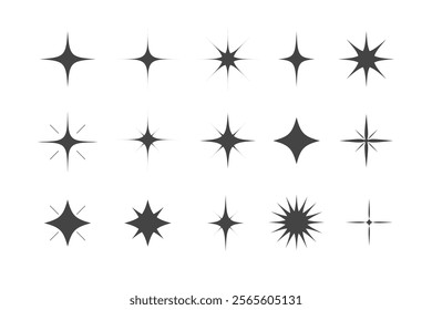 Set of geometric aesthetic , Geometric elements with sparkles , Y2K style , retro futuristic elements , geometric shapes and objects