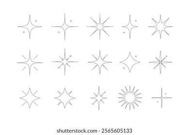 Set of geometric aesthetic , Geometric elements with sparkles , Y2K style , retro futuristic elements , geometric shapes and objects