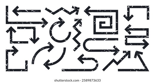 Set of geometric arrows, vector illustration on white background
