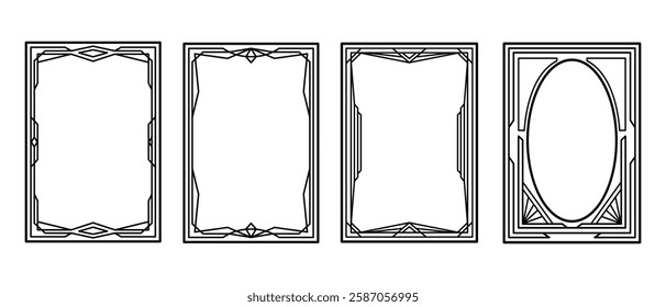 Set of geometric art deco ornament. Luxury decorative elements with different lines, corners, frames, headers, dividers and borders. Elegant design suitable for certificate, card, invitation, poster