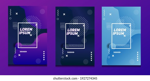 Set of geometric background. Composition of fluid geometric shapes.