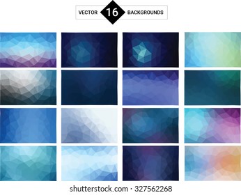Set of geometric background templates. Triangles pattern of geometric shapes. Colorful mosaic backdrop. Geometric vector retro background, Backdrop of polygon, collection of vector abstract mosaic