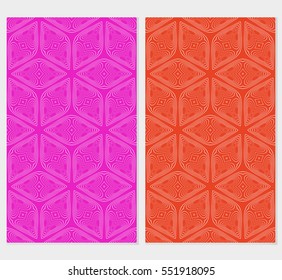 set of Geometric background. vector geometric cubes pattern. seamless illustration. pink, red backgorund