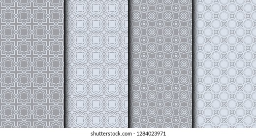 Set of Geometric background. vector geometrical seamless pattern. For your design, wallpaper, wrapping. Grey color.