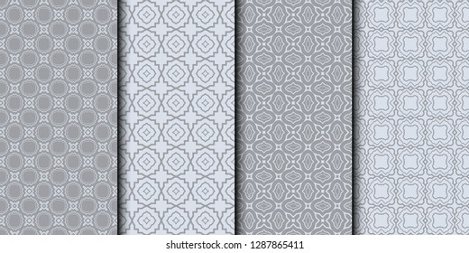 Set of Geometric background. vector geometrical seamless pattern. For your design, wallpaper, wrapping. Grey color.