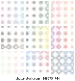 Set of geometric backgrounds. Abstract gradient patterns from small sized rhombs outlines. Admirable vector backgrounds for your covers, posters, wallpapers, or banners.
