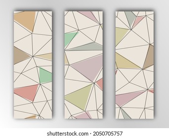 Set of geometric backgrounds for banners, textures, textiles, cards, wallpapers and creative designs. Flat style.