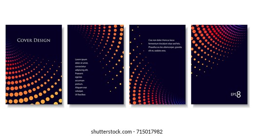 Set of Geometric Backgrounds of Colorful Dots. Modern Vector Illustration without Transparency. 