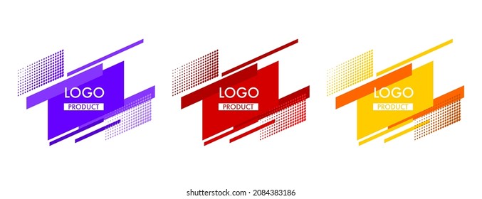 Set of geometric backgrounds laid out in modern and bright colors.Vector background image. Presenting the product logo.