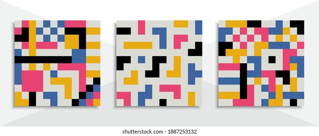 Set of geometric backgrounds with trendy design. vector cover template.