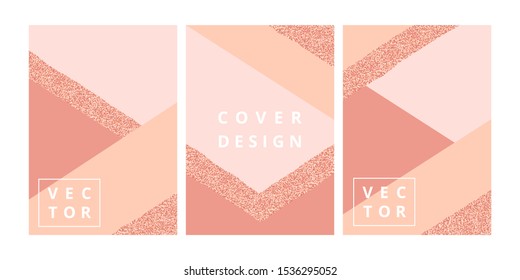 Set of geometric banner layout template in pink and glitter color. Modern design on geometric background. Minimal stylish cover for business, flyer, brochure and branding design. Vector illustration