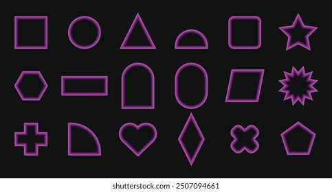 Set of Geometric Basic Shape with Blend Effect. Basic Geometry Symbol Sign. Vector Illustration