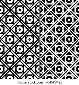 Set of geometric black and white seamless patterns. Backgrounds for fabric and wallpapers. Vector illustration