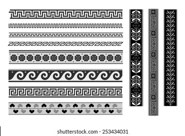 Set of geometric borders. Greek ornament