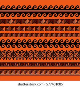 Set Geometric Borders Greek Patterns Vector Stock Vector (Royalty Free ...