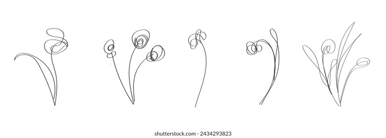 Set Geometric Botanical Element Line Design in Abstract Vector Illustration. 3d Collection of Foliage, Branch, Floral Patterns for Advertising, Web, Social Media, Poster, Banner, Cover 