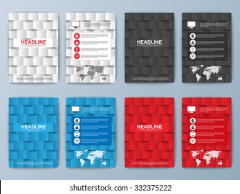 Set of geometric brochure, placards, posters, flyers and magazine designs.