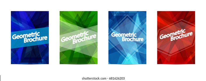 Set geometric brochure, triangular abstraction, covers design template, vector illustration