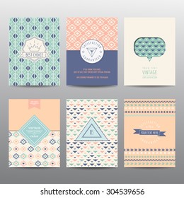 Set of Geometric Brochures and Cards - vintage layouts - in vector