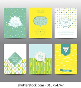 Set of Geometric Brochures and Cards - vintage layouts - in vector