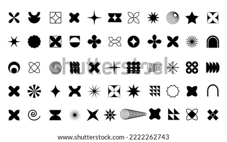 Set of geometric brutalism shapes.Abstract geometric brutalist elements. New modern elements swiss style, minimalist design. Vector illustration