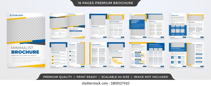set of geometric business bifold brochure template design with modern style and minimalist layout use for annual report and business profile