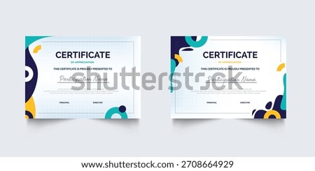Set of geometric business Certificate of appreciation template frame border premium design. Certificate of Appreciation for business and education premium design.