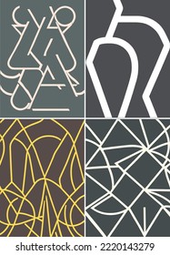 Set of geometric cards, abstract background illustration, modern, art deco