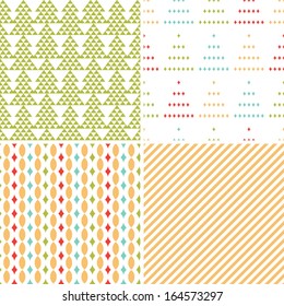 set of geometric Christmas patterns