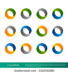 Set Geometric Circle 3D icon Vector Logo Template Illustration Design. Vector EPS 10.