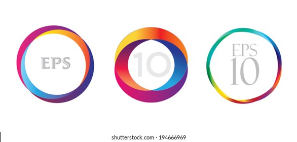 Set of geometric circle entwined wheels. Abstract icon. Design elements.