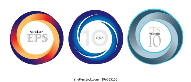 Set of Geometric circle entwined wheels. Abstract icon. As sign, symbol, web, label, emblem. 