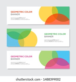 Set of geometric color banner templates