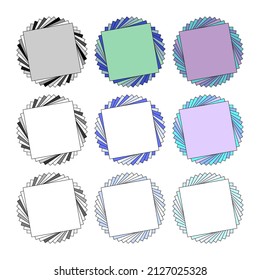 Set of geometric colored polygonal frames. Modern design. Sample photo frame.