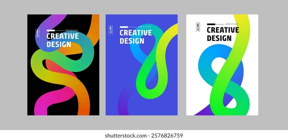 Set geometric Colorful  design vector. Abstract liquid graphic Colorful gradient shape on cover book presentation. Minimal brochure layout and modern report, business flyers, poster template