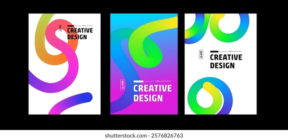 Set geometric Colorful  design vector. Abstract liquid graphic Colorful gradient shape on cover book presentation. Minimal brochure layout and modern report, business flyers, poster template