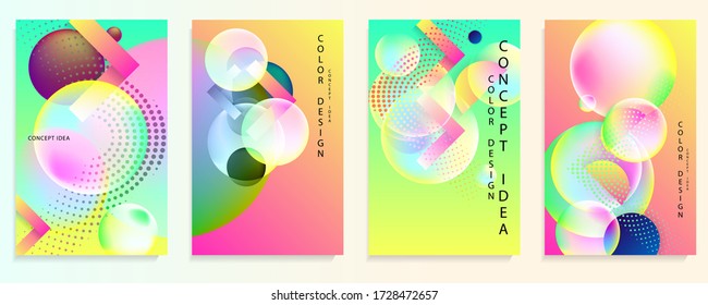 Set geometric colors fluid shapes eps 10. Flowing and liquid abstract gradient background for banner, poster or book. Vector