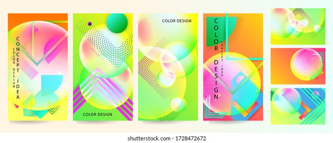 Establece los colores geométricos de las formas de fluido eps 10. Fondo de gradiente abstracto líquido y flotante para banner, afiche o libro. Vector