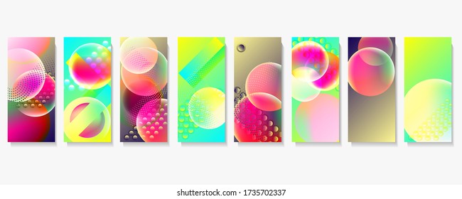 Set geometric colors fluid shapes eps 10. Flowing and liquid abstract gradient background for banner, poster or book. Vector