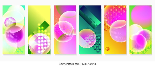 Set geometric colors fluid shapes eps 10. Flowing and liquid abstract gradient background for banner, poster or book. Vector