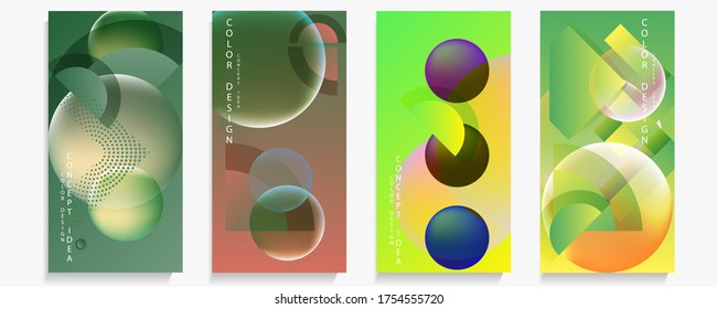 Establece los colores geométricos de las formas de fluido eps 10. Fondo de gradiente abstracto líquido y flotante para banner, afiche o libro. Diseño de vectores