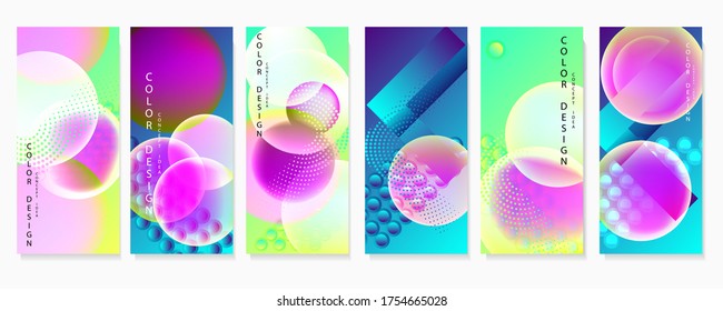 Set geometric colors fluid shapes eps 10. Flowing and liquid abstract gradient background for banner, poster or book. Vector design