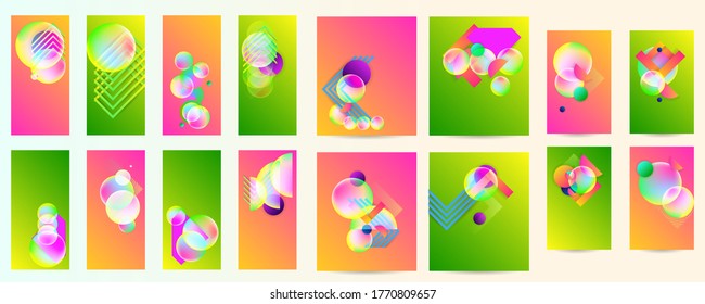 Establece los colores geométricos de las formas de fluido eps 10. Fondo de gradiente abstracto líquido y flotante para banner, afiche o libro