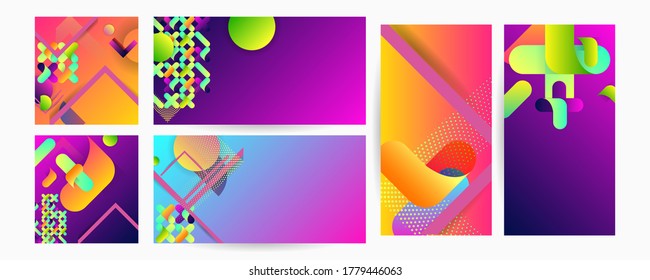 Set geometric colors fluid shapes eps 10. Flowing and liquid abstract gradient background for banner, poster or book. Vector design