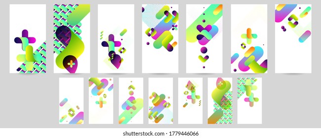 Establece los colores geométricos de las formas de fluido eps 10. Fondo de gradiente abstracto líquido y flotante para banner, afiche o libro. Diseño de vectores
