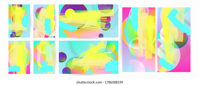 Establece los colores geométricos de las formas de fluido eps 10. Fondo de gradiente abstracto líquido y flotante para banner, afiche o libro. Diseño de vectores