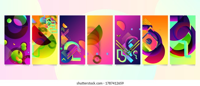 Establece los colores geométricos de las formas de fluido eps 10. Fondo de gradiente abstracto líquido y flotante para banner, afiche o libro. Vector