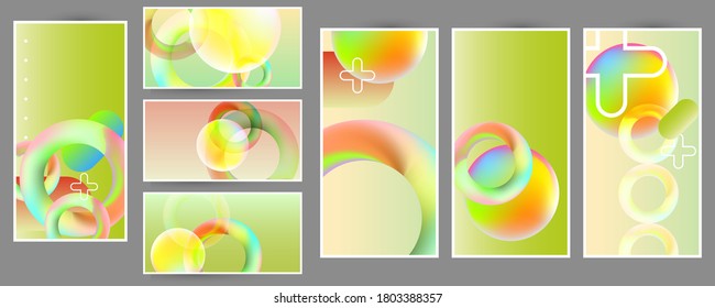 Set geometric colors fluid shapes eps 10. Flowing and liquid abstract gradient background for banner, poster or book. Vector design