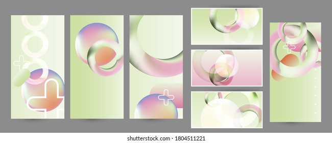 Set geometric colors fluid shapes eps 10. Flowing and liquid abstract gradient background for banner, poster or book. Vector design