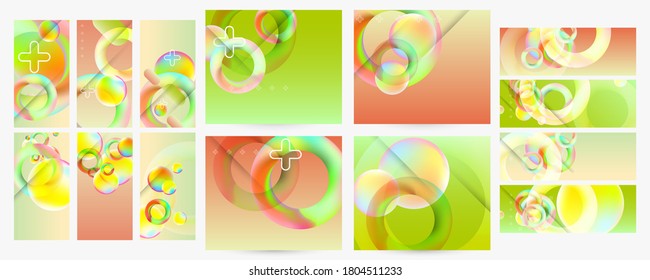 Stellen Sie geometrische Farben der flüssigen Formen eps10 ein. Abstrakter Farbverlauf-Hintergrund für Banner, Poster oder Buch. Vektordesign